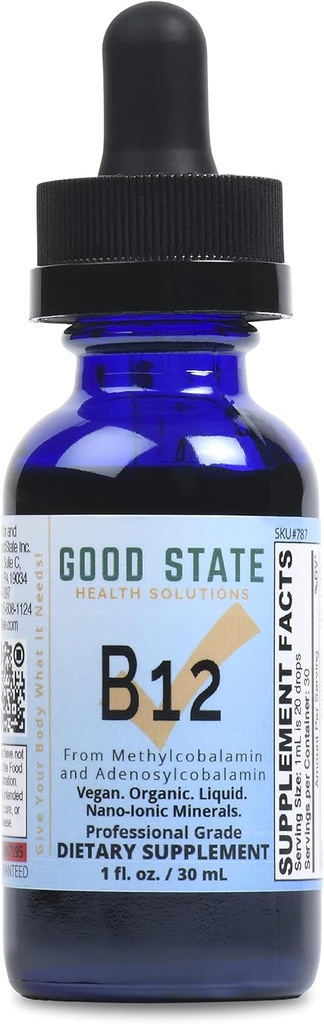 Good State Ionic B12, Men and Women’s Liquid Nano Ionic Nahrungsergänzung, 1 Ounce Bottle