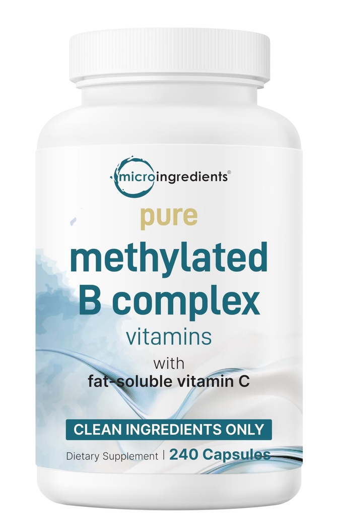 Micro-ingrédients Complexe B monométhylé pur, 240 Capsules, formule 11-en-1 avec B12, Thiamine, Folate, Inositol, Choline et vitamine C