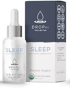 DropRx Sleep by Dr. Nicole Saphier – Melatonin Gocce con fiore della passione, Ashwagandha & Magnolia Bark Extract – Organic, Non-OGM, Vegan, Gluten-Free, Kosher – Made in USA (2 Fl Oz)