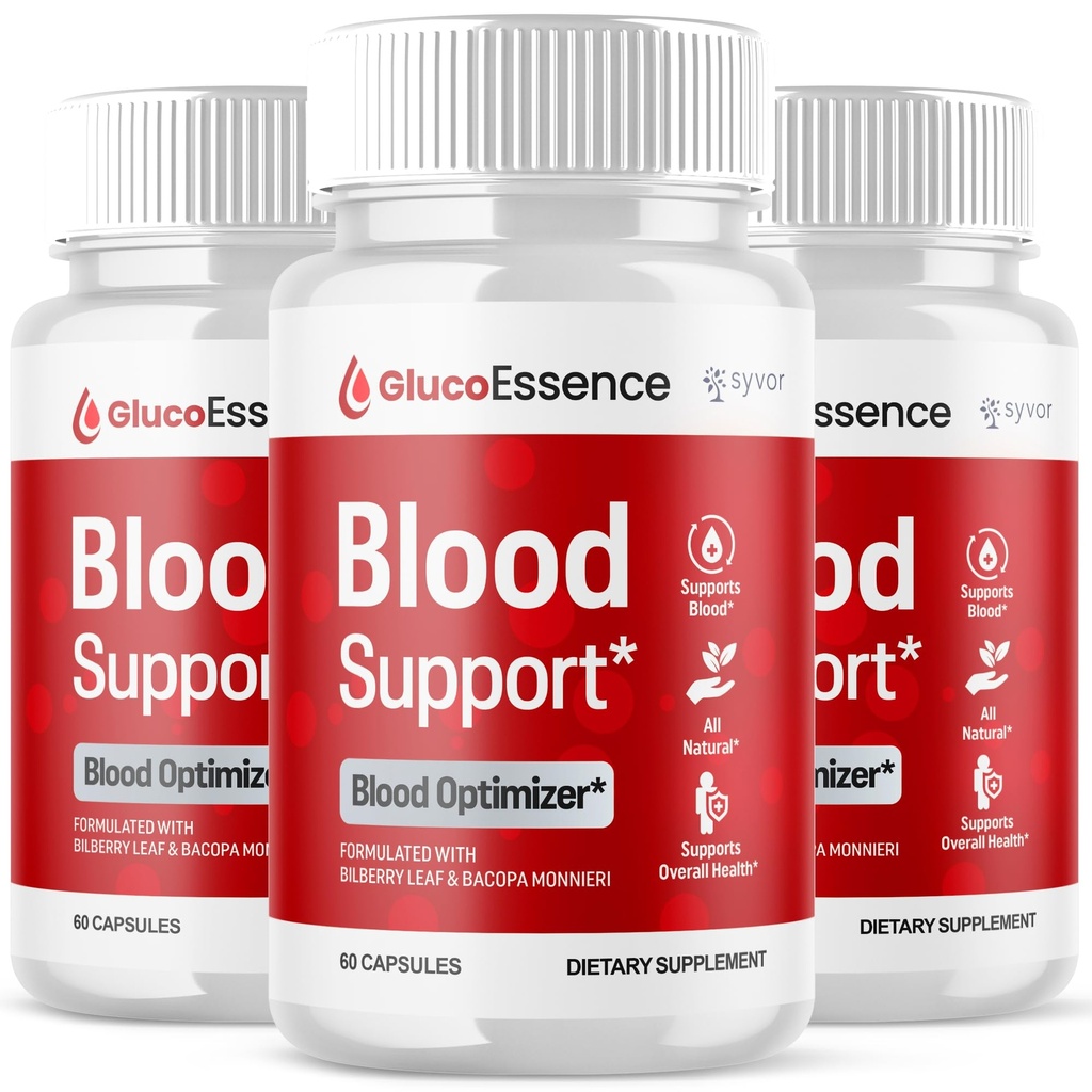 (3 Pack) Gluco Essence Capsules, Official GlucoEssence Blood Health Support Pills with All Natural Ingredients, Advanced Blood Optimizer with Premium Quality Vitamins for Women & Men (180 Capsules)