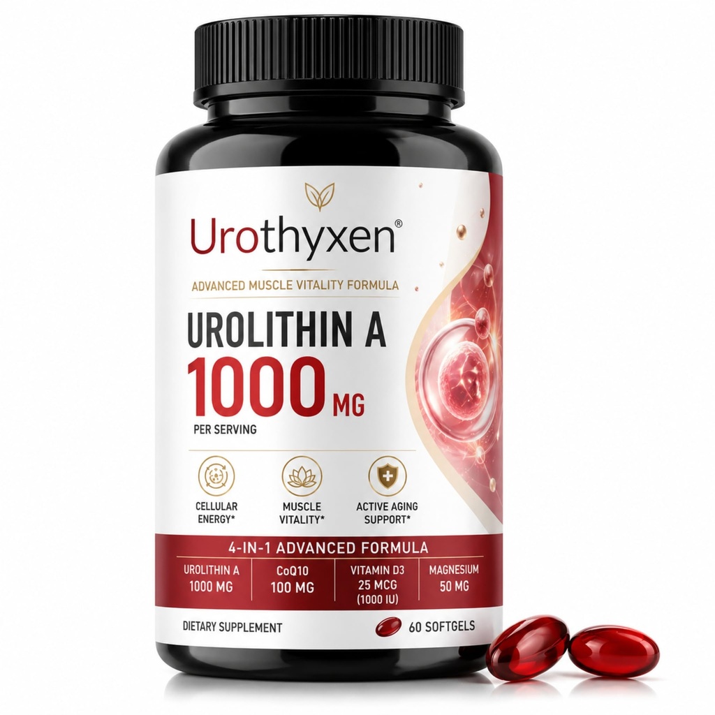 Urolithin A 1000mg Softgels, for Anti-Aging and Muscle Recovery | 4-in-1 Advanced Formula with CoQ10, Vitamin D3, and Magnesium, 120 Count