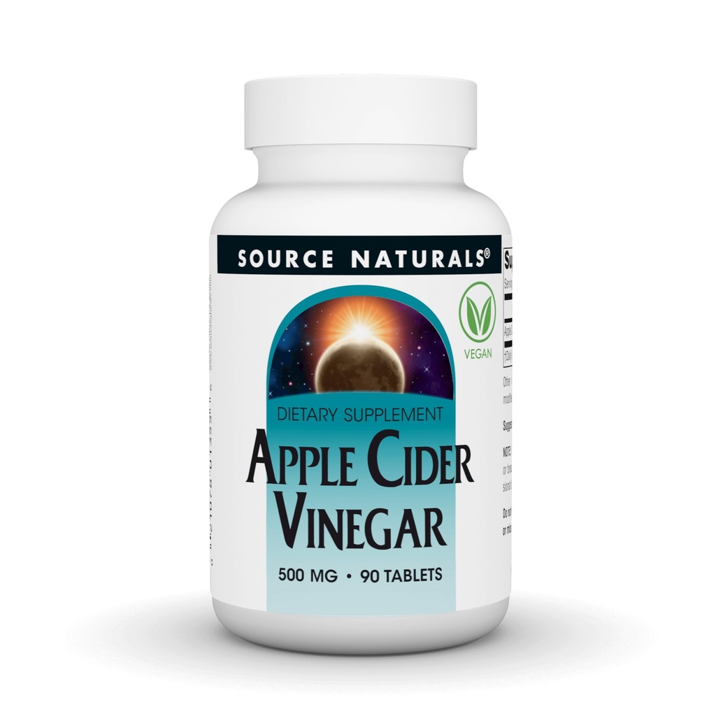 Source Naturals Apple Cider Vinegar, Dietary Supplement - 500mg - 90 Vegan Tablets