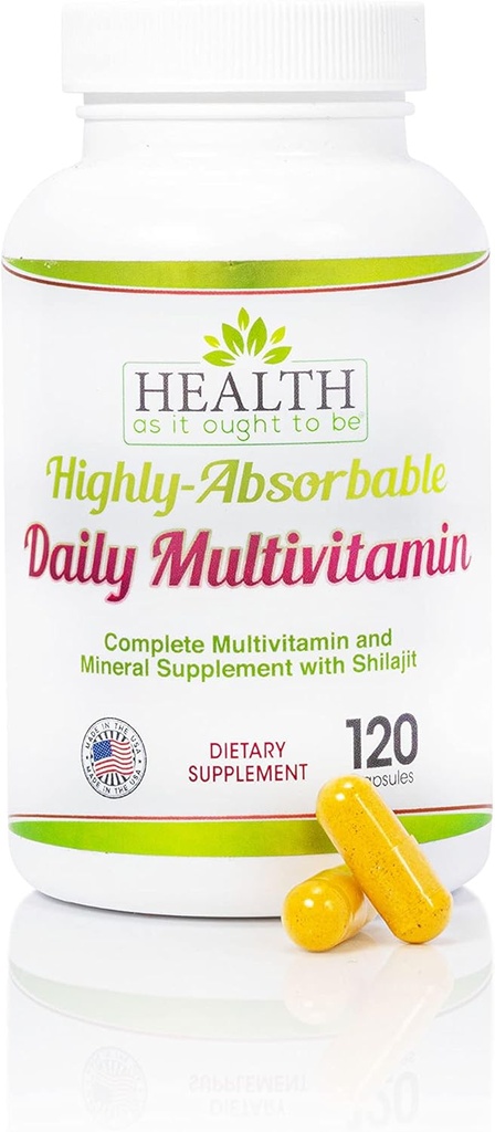 Salute come esso deve essere altamente assorbito multivitaminico giornaliero con Shilajit, MethylB12, Methylfolate e vitamina K2 MK7 supplemento | 120 capsule