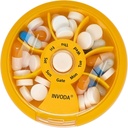 INVODA Weekly Pill Organizer 7 Compartiment Pill Box rotative pour les médicaments quotidiens et les vitamines - Portable Travel Pill Case Suppléments d'huile de poisson Organisateur de vitamines (Orange)