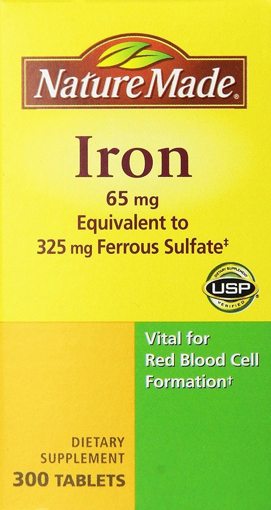 Natura fatta ferro 65mg, equivalente a 325 mg Ferrous Sulfate - 300 compresse