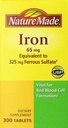 Nature Made Iron 65mg, entspricht 325 mg Eisensulfat - 300 Tabletten