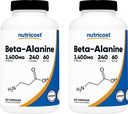 Nutricost Beta-Alanine Capsules 3400mg, 240 Caps (2 Pack) - Potent Beta Alanine, Gluten Free & Non-GMO, 850mg Per Cap, 60 Serv Per Bottle | Potent Beta Alanine, Gluten Free & GMO-Free, 850mg Per Cap, 60 Serv Per Bottle