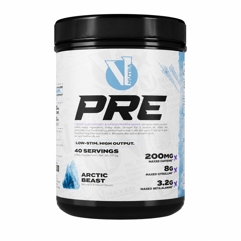 V1 Pre-Workout Powder - Low Stim Daily Pre Workout Supplement for Men & Women - High Pump, Smooth Energy & Focus - 8g L-Citrulline, 200mg Caffeine, Beta Alanine (Arctic Beast)