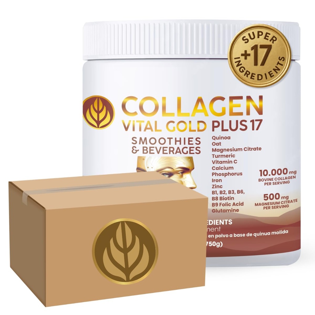 Vital Life, Collagen Peptides Powder +17 Super Ingredients, 1.6 lb (Pack of 6), Cocoa Flavor, Supports Hair, Skin, Nails, Bones, Joints & Digestive Health, Collagen for Women & Men.