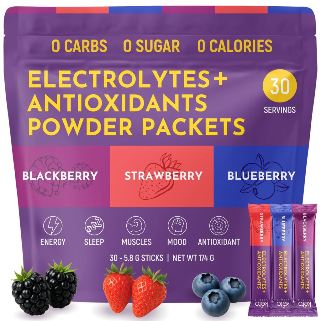 Keto Vitals Berry Elektrolyte Pulver-Packets Keine Zucker | Keto Friendly Elektrolyte Reise-Packets | Variety Einzel-Stickpacks | Energy Drink Mix | Zero Calorie | Zero Carb (Berry sortiert, 30)