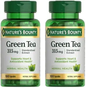 Pilules de thé vert de la nature et supplément de santé à base de plantes, soutient la santé cardiaque et antioxydante, 315mg, 100 capsules (paquet de 2)