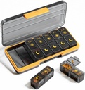 AM PM Pill Organizer 2 fois par jour, 7 jours Pill Box Weekly Pill Organizer Travel with Separate Container, Portable Daily Medicine Planner Dispenser Case for Vitamine, Fish Oils, Supplements(BlackGold)