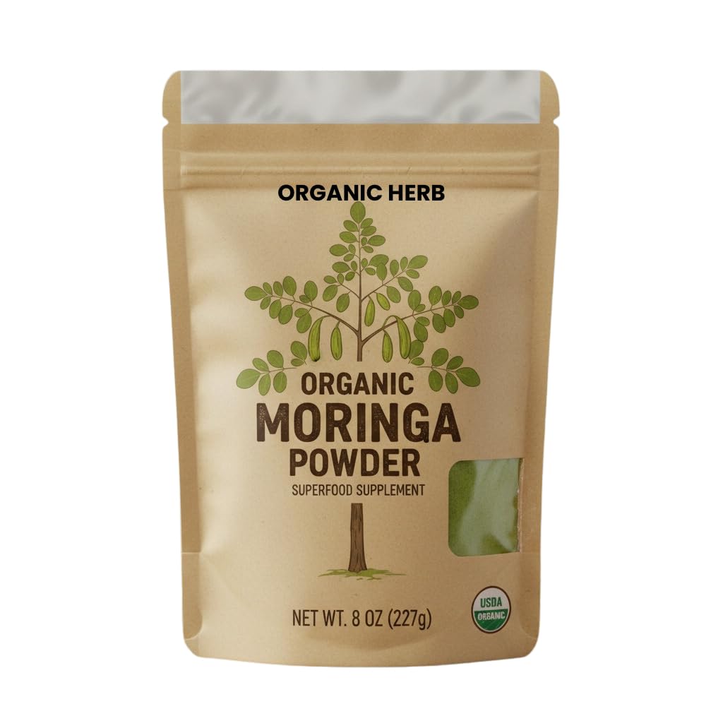 Organic Herb Moringa Leaf Powder – 100% Pure & Natural Superfood | Non-GMO, Vegan, Gluten-Free | Rich in Iron, Calcium & Antioxidants for Energy, Immunity & Detox Support – 8oz / 227g (2lb)