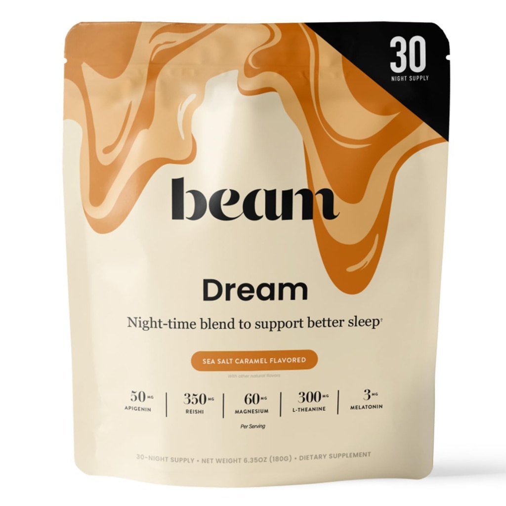 Beam Dream Sleep Powder, L-Theanin, Apigenin, Reishi und Magnesium, Third Party Tested Natural Sleep Aid & Sleep Supplement for Deep Sleep, Relaxation and Recovery, Natural Sleep Support, 30 Servings