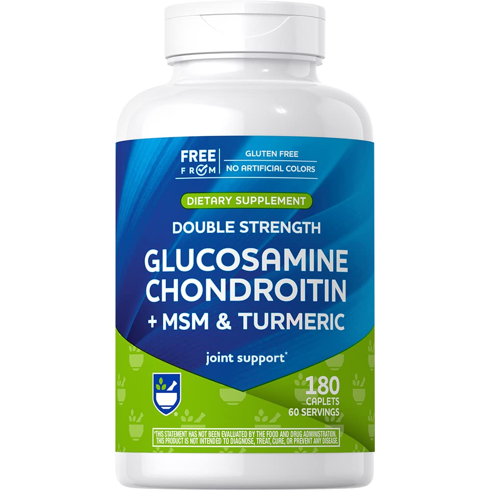 Rite Aid RA DS Glucosamine Chondr + MSM & Turmeric 180 Count, Supports Healthy Cartilage, Protects Joints and Bones, Antioxidant Formula