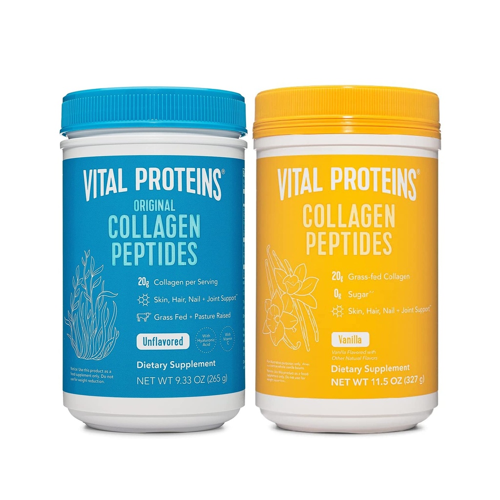 Vital Proteins Collagen Peptides Powder, 9.33 oz Unflavored + 11.5 oz Vanilla