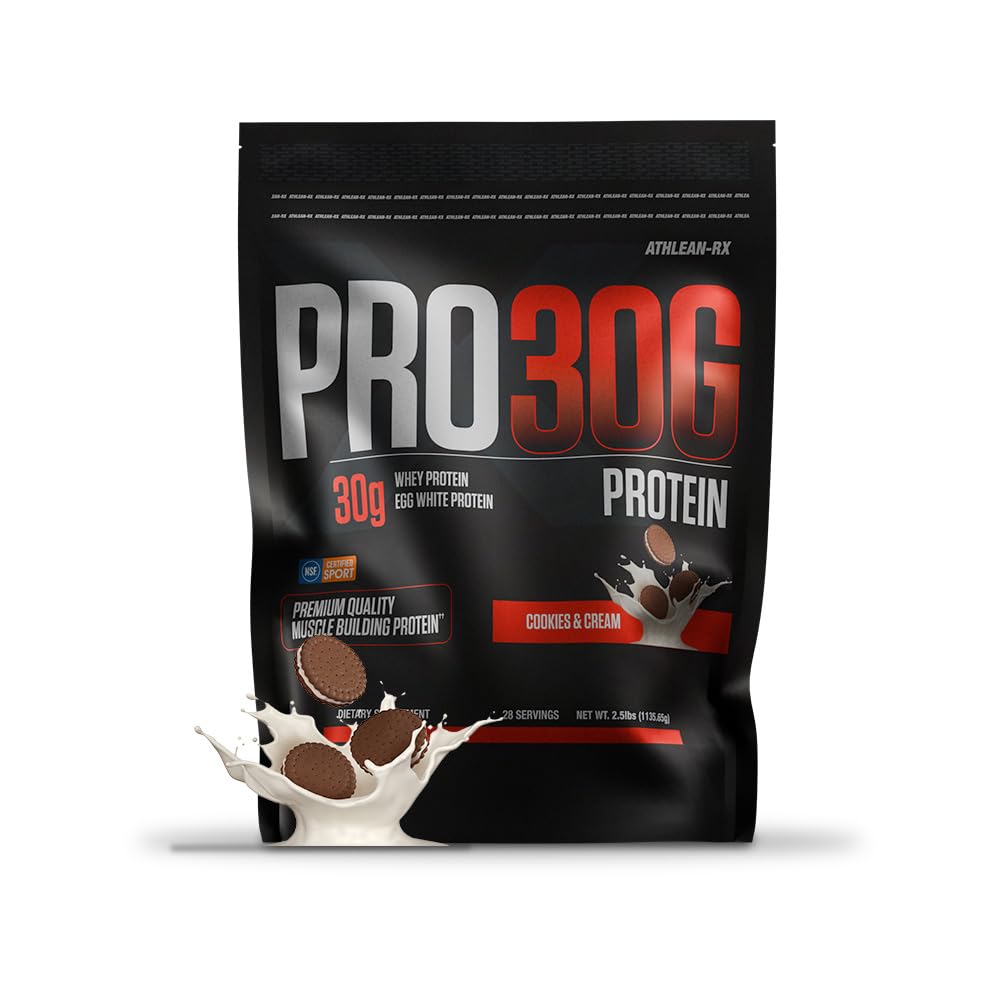 ATHLEAN-X PRO-30G, Premium Whey Protein Isolate Powder, Cookies and Cream, Gluten-Free, Low Sugar, 30g of High Protein Powder for Muscle Recovery & Growth