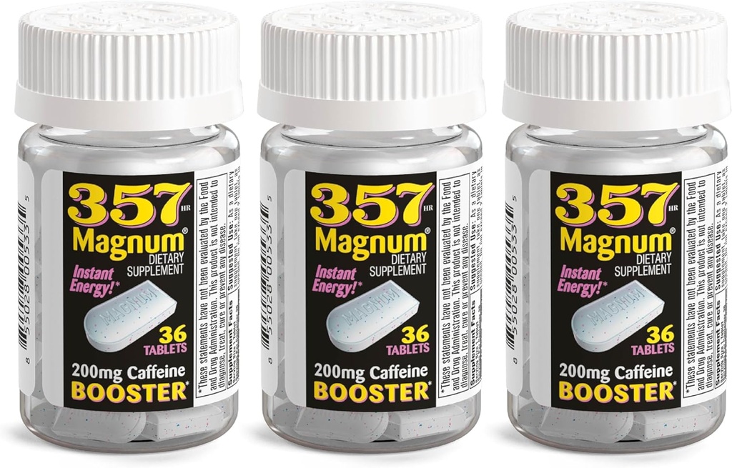 357 Magnum - Compresse energetiche formulate con caffeina - 36 Capsule - 3 Pack