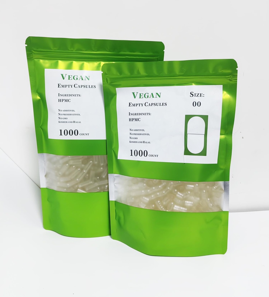 Size 00 Clear Capsules Empty-Separated Vegetable Hpmc Capsules 00# Plant Based Clear 1000 Count in Single Pack for Making Your Supplements
