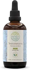 HerbEra Testostéronix B120 Extrait sans alcool, gouttes liquides concentrées: Ashwagandha, Tribulus Fruit, Saw Palmetto Berry, Cardamom Pods, Barrenwort, Fenugreek. Pine Pollen. Mélange de testostérone 4 Oz