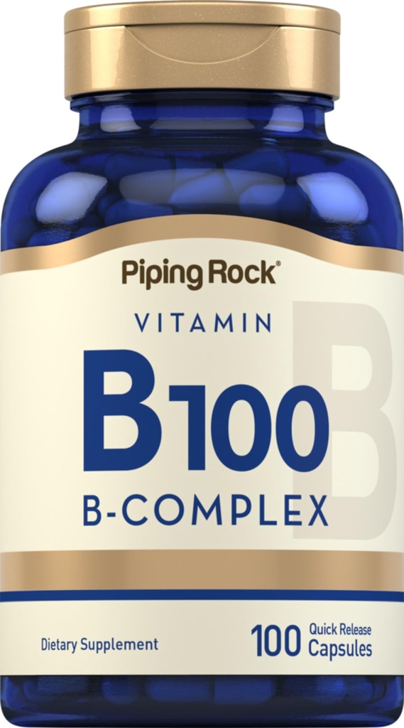Piping Rock Vitamine B-100 Complexe de 100 capsules de 100 capsules de vitamine B12, B1, B2, B6-