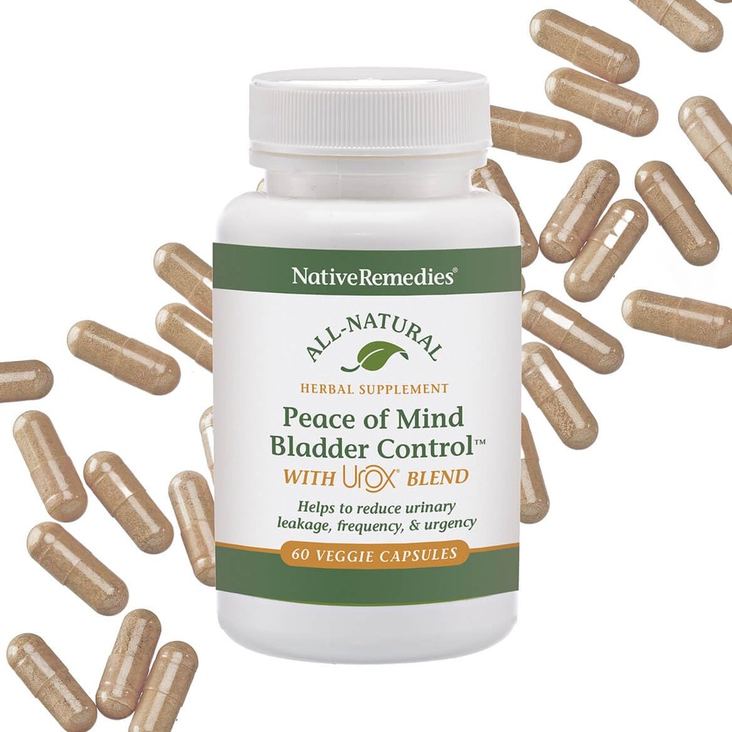 Native Remedies Bladder Control Supplements - Peace of Mind with Urox - Bladder Support for Women & Men, for Overactive Bladders Health - Reduce Nighttime Urination - Non-GMO Vegan Capsules (60 Count)