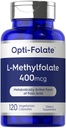 Carlyle L Methylfolate 400 mcg. 120 Capsules végétariennes Adaptées et activées Methylfolate Exclusivement sans OGM et sans gluten Exclusivement par Opti-folate