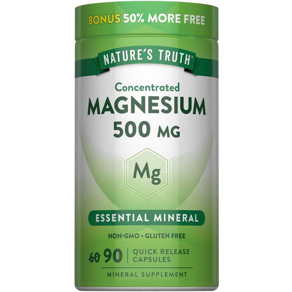 Nature's Truth Magnésium Oxyde 500mg Capsules de 90 Count.