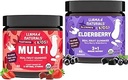 Llama Naturals Kids Multivitamin Gummies + Elderberry Gummies Bundle | No Aggiunto Sugar Cane | Vegan | Organic | 2 Bottiglie