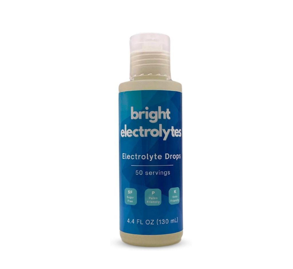 Bright Electrolyte Drops, Liquid Hydration, Zero Sugar, Unflavored with Sodium, Magnesium Gluconate, Potassium, Trace Minerals, Keto, Fasting, Paleo Support, 4.4 fl oz Everyday Use