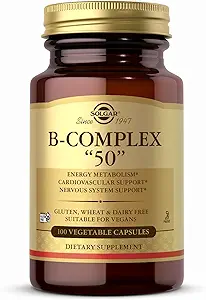Solgar B-Complex “50” - 100 Capsule Vegetali - Energy Metabolism & Nervous System Support - Non-GMO, Vegan, Gluten Free - 100 Serve