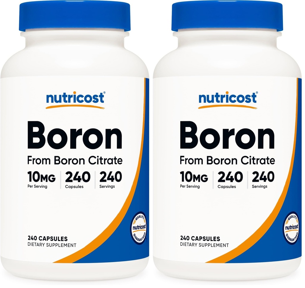 Nutricost Boron Capsules 10mg, 240 Vegetarian Capsules, Gluten Free and Non-GMO (Pack of 2)