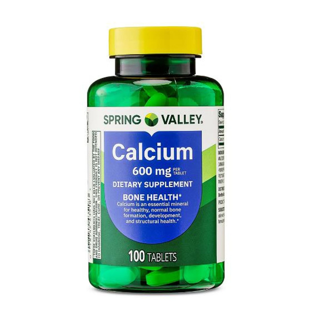Spring Valley Calcium Bone Health Dietary Supplement Tablets, 600 mg, 100 Count