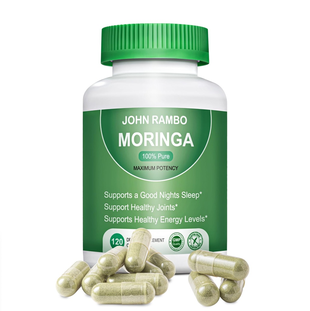 Moringa Powder Capsules 1200mg - 120 Pills | Pure Moringa Oleifera Leaf Powder Supplement | Ultra Potent Green Superfood Capsules | High Strength Super Greens Pills | Non-GMO, Vegan, Gluten-Free