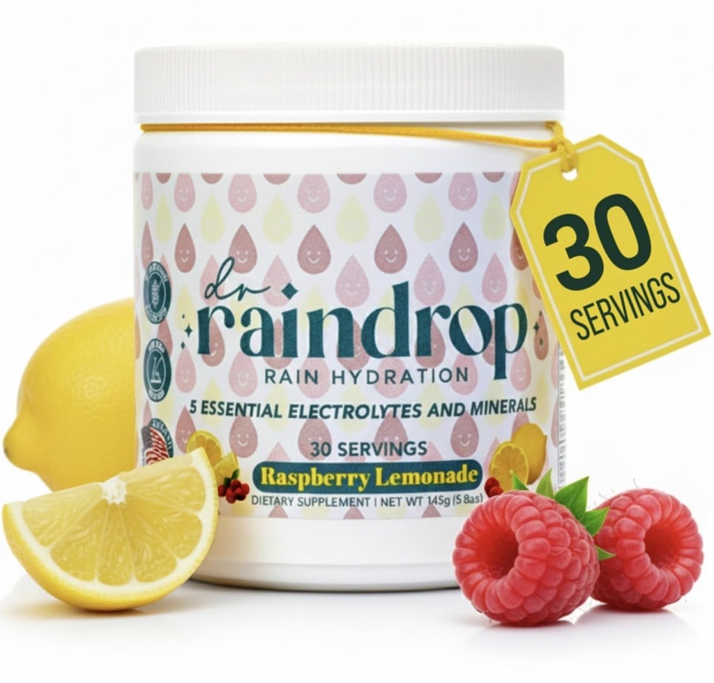 Electrolytes Powder, Raspberry Lemonade Flavor- No Added Sugar Hydration Drink Mix- Gluten Free with Potassium Citrate- Sports Hydration