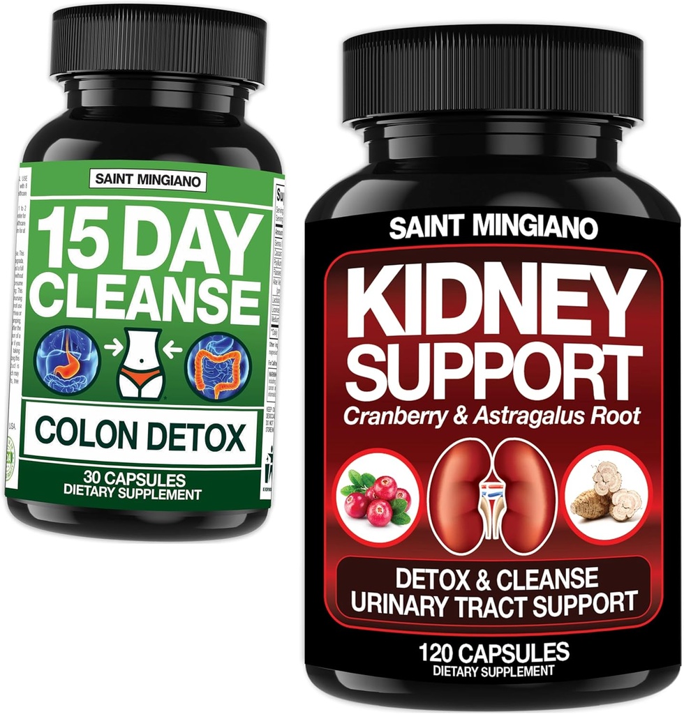 Soutien du rein Nettoyer la désintoxication et réparer 120 bouchons - Ensemble avec - 15 jours Nettoyer le Colon Detox avec laxatif naturel