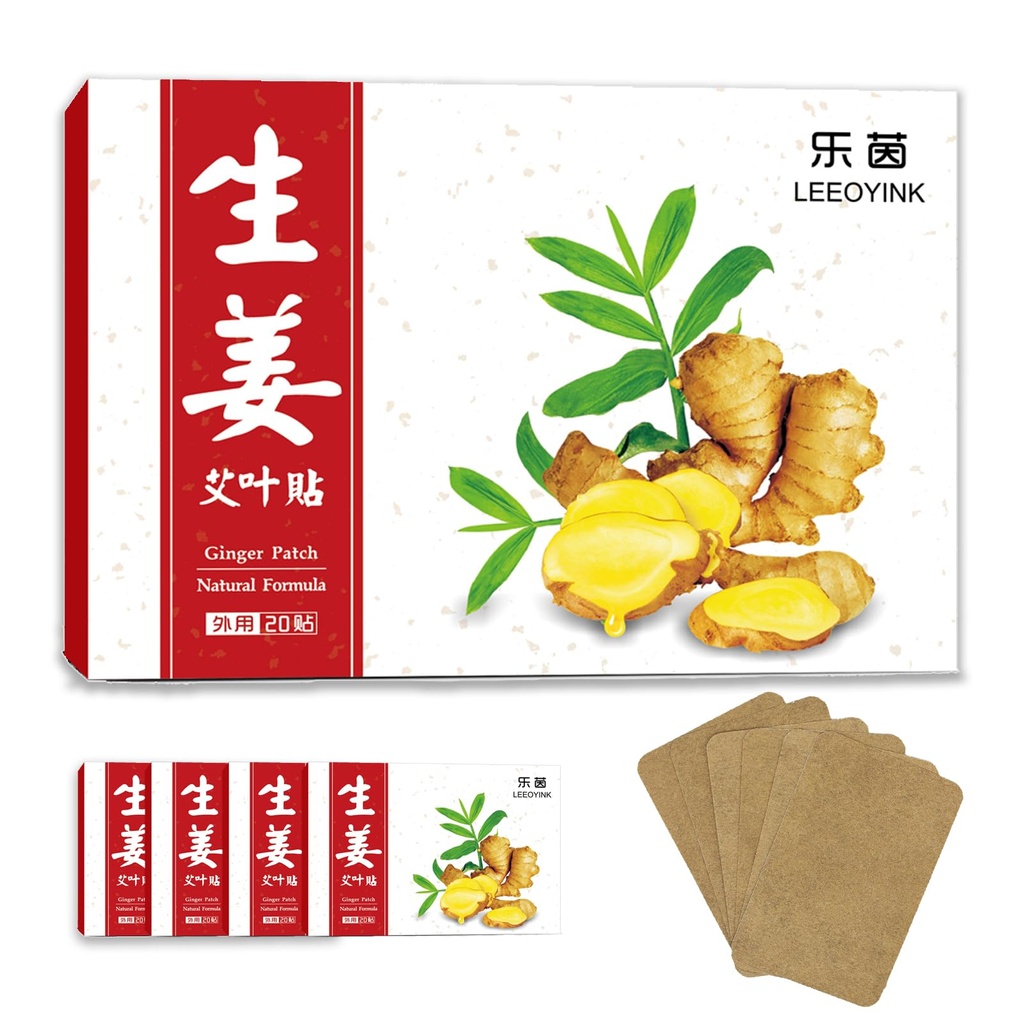 100pcs Ginger Patches – Natural Heat Therapy with Mugwort for Back, Neck & Joint Discomfort – Long-Lasting Warming Relief for Muscles & Joints – 10 Hours Continuous Comfort