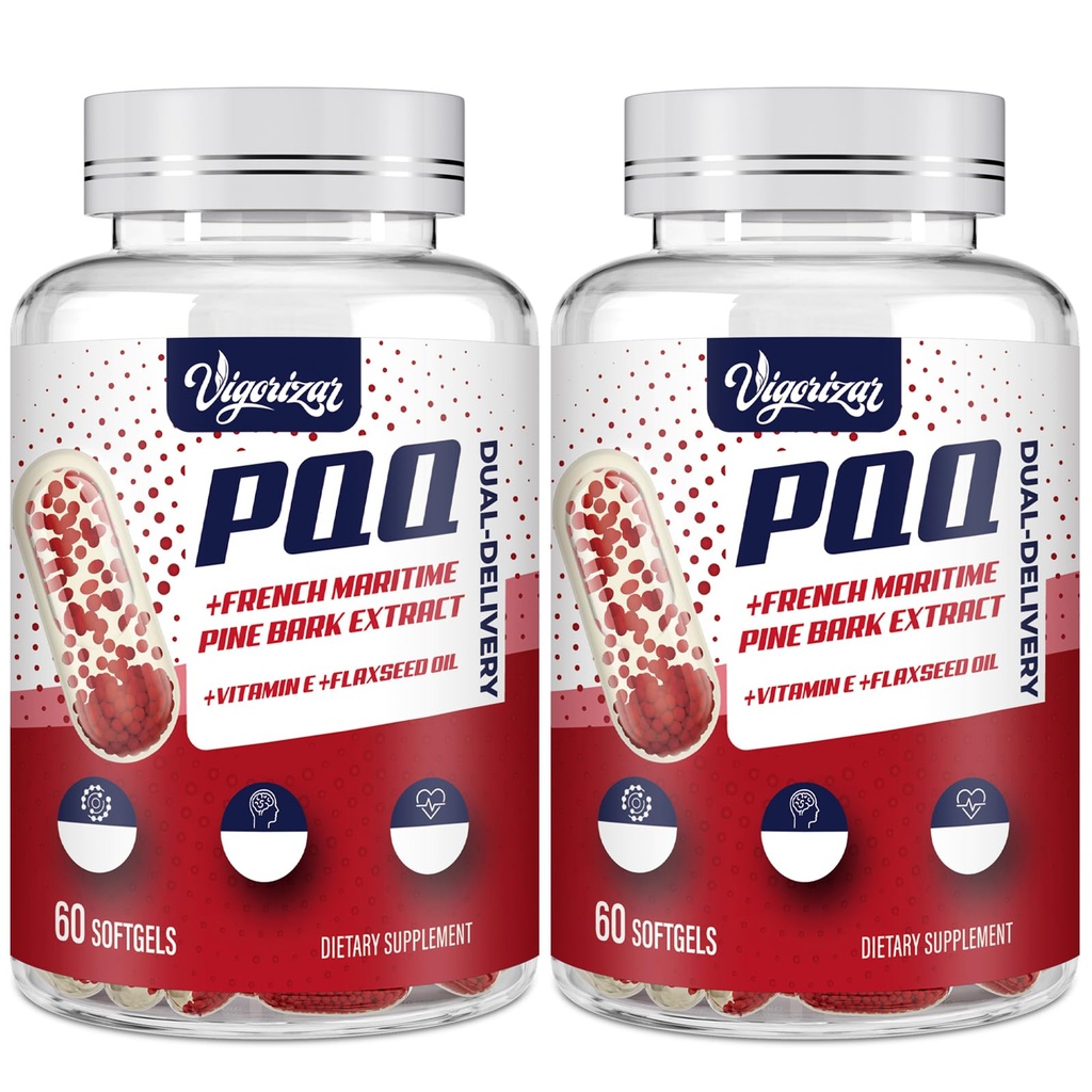 200 mg Pycnogeno mit PQQ, Premium French Maritime Pine Bark Extract, Unique Dual-Delivery für maximale Absorption, Pine Bark Extract für Vascular & Heart & Joint Function - 120 Vegan Softgels