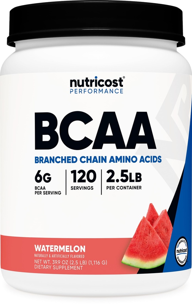Nutricost BCAA Powder 2:1:1 (Watermelon, 120 Servings) - Gluten Free, Non-GMO, Vegetarian