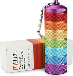 Wöchentlich Metall Pillen Organizer für Outdoor-Reise, Aluminium, Wasserdicht, Das ist stoßfest und hat große Komponenten für das Speichern von Vitaminen, Fischöl, Notfall Pillen