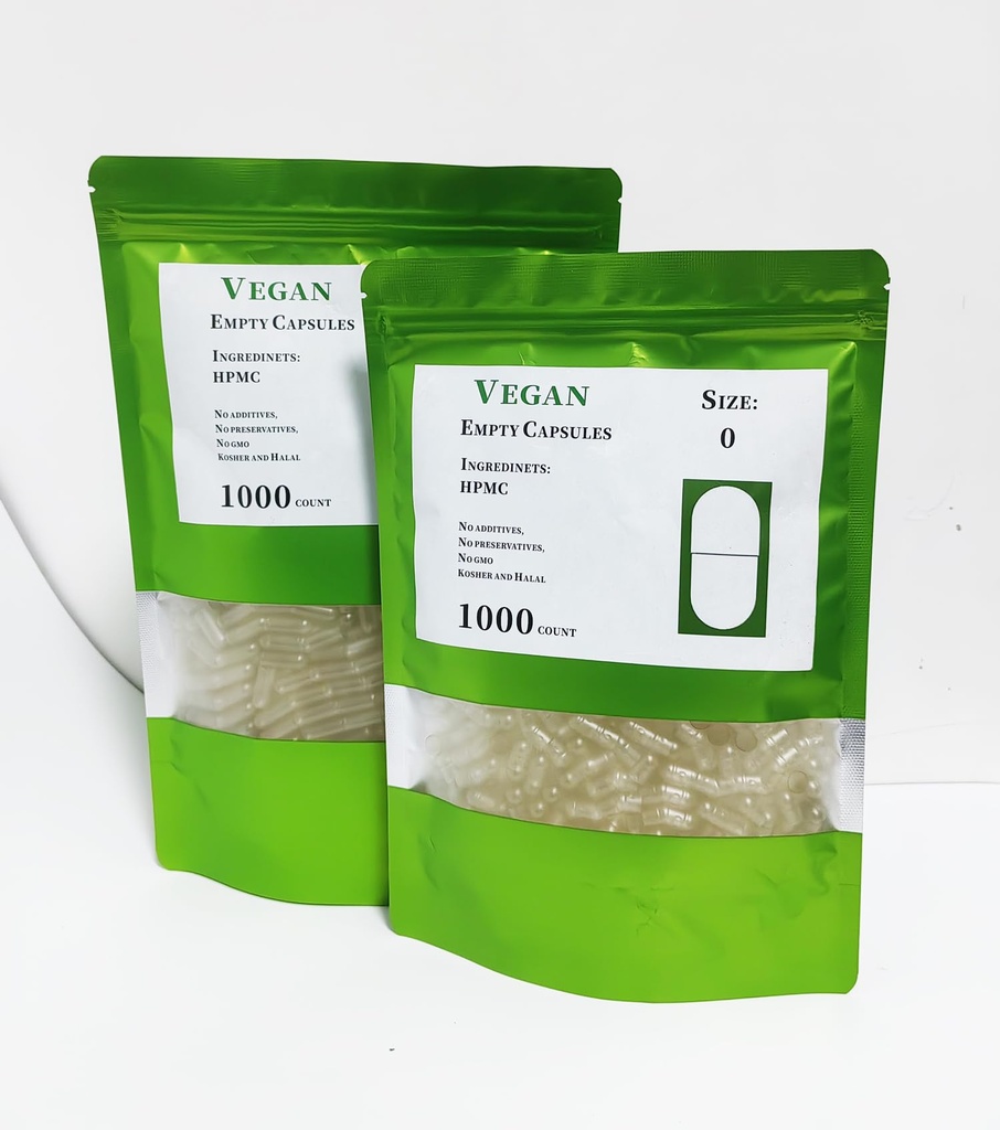Size 0 Empty Capsules-Vegetable Separated Capsuls Clear 1000 Count Plant Based for DIY Your Own Supplements