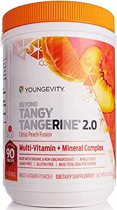 Youngevity Beyond Tangy Tangerine 2.0 Citrus Peach Ultimate Multi-Vitamin & Mineral Complex - Made with Natural & Whole Foods | 8.000 ORAC | 2 Canisters