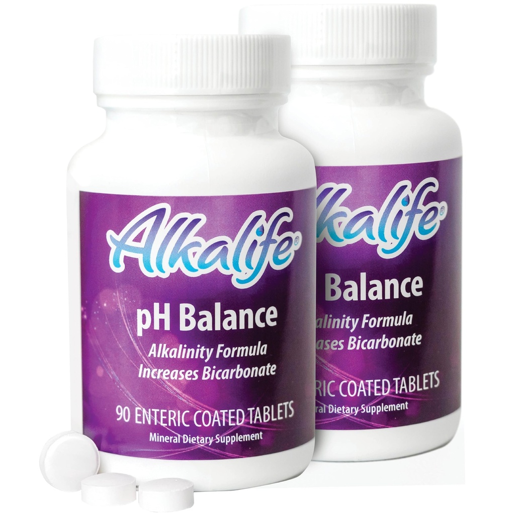 Alkalife pH Balance Tablets, 2-Pack, Enteric-Coated, Immune Support | Potassium and Sodium Bicarbonate, Alkaline Mineral Support, 180 Tablets, 2 Month Supply, Detox, Peak Performance, Great Value