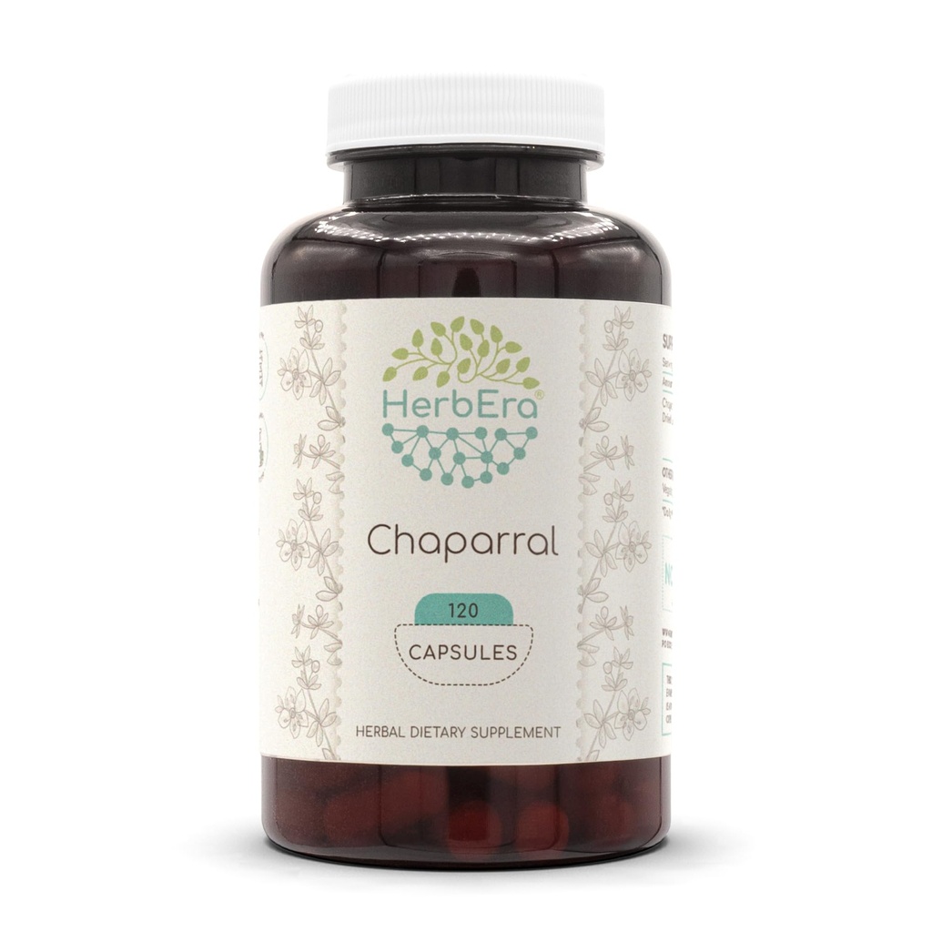 HerbEra Chaparral 120 Capsules, 500 mg, Chaparral (Larrea tridentata) Dried Leaf and Flower (120 Capsules)