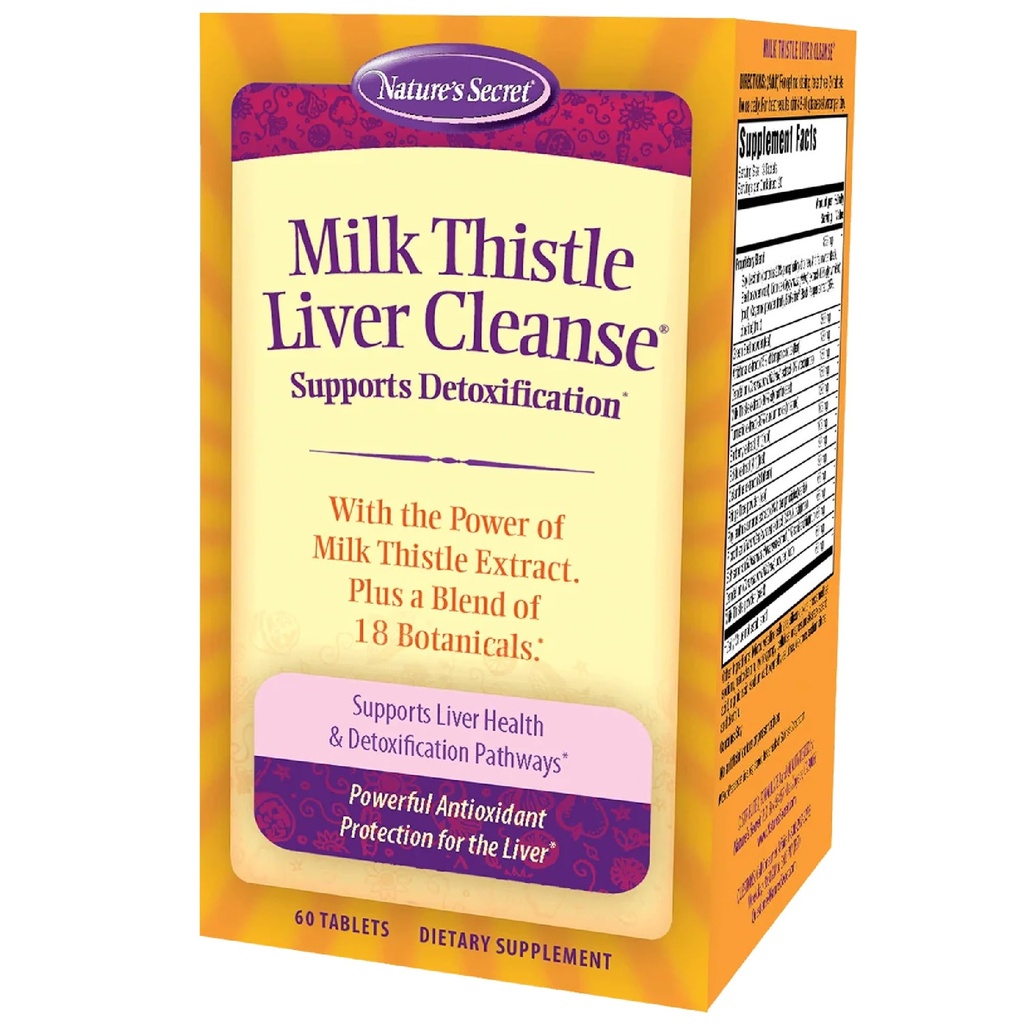 Nature's Secret Milk Thistle Liver Cleanse - 60 Tabletten - Unterstützt gesunde Leberfunktion & Entgiftung - 18 Botanische Mischung Turmeric, Dandelion, Beet, & Artichoke - Natürliche Leistungsstarke Antioxidantien