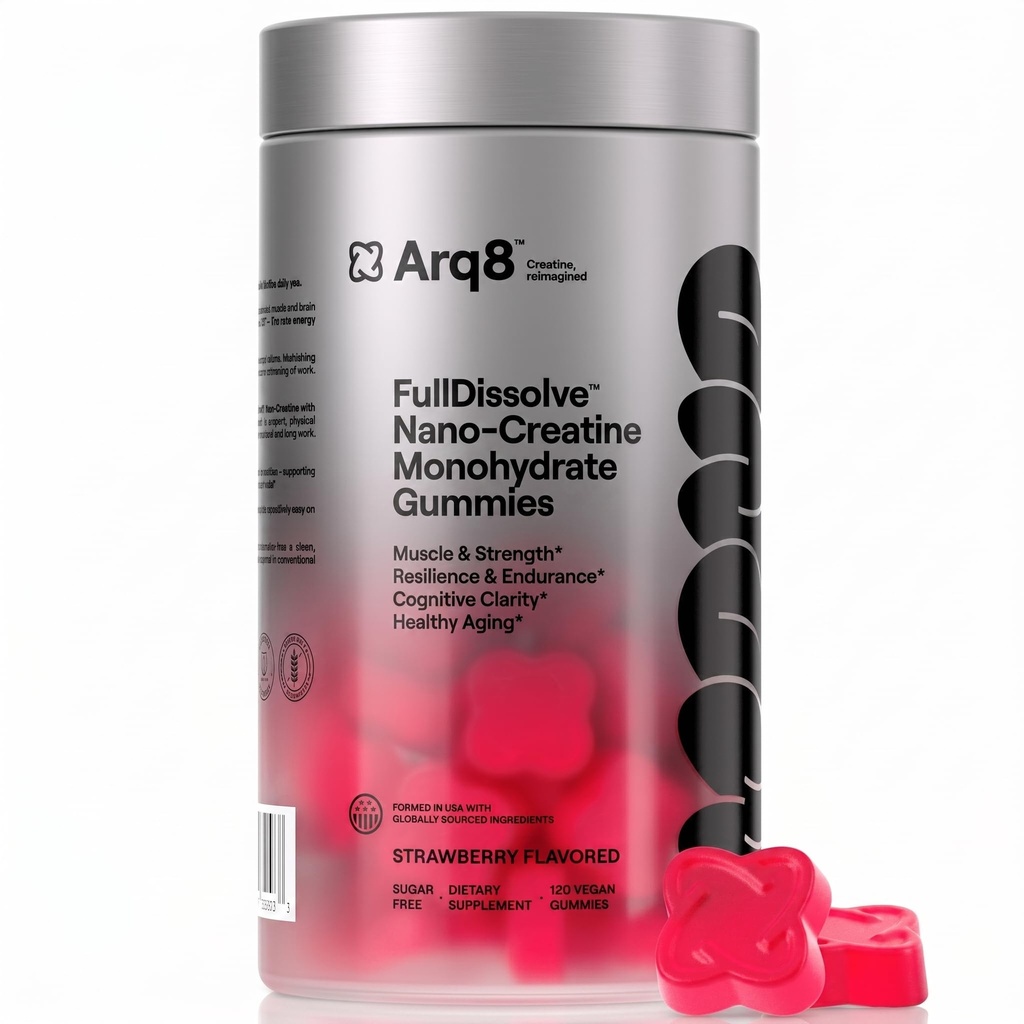 Creatine Monohydrate Gummies 5000 mg per Serving, FullDissolve™ Nano-Creatine Gummies, Strawberry Flavored Creatine Supplement for Men & Women, Sugar Free, Vegan, 120 Gummies, 30 Servings