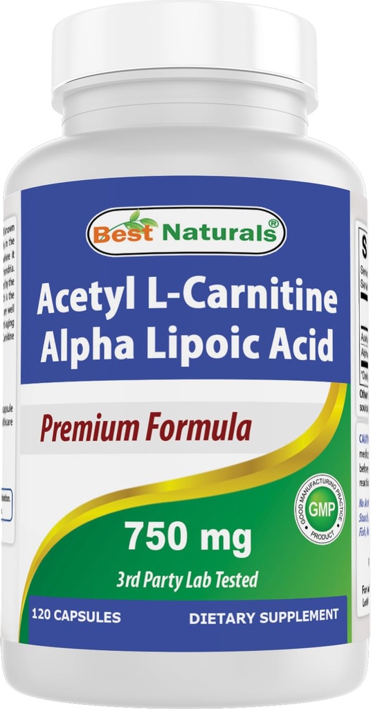 Best Naturals Acetyl L-carnitina e Alfa Lipoic Acid 750 mg 120 capsule