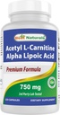 Best Naturals Acetyl L-Carnitin und Alpha-Liponsäure 750 mg 120 Kapseln