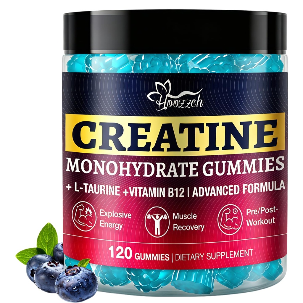 Creatine Gummies for Men & Women, Blueberry Creatine Monohydrate Gummies, Gluten Free, Vegan Friendly, 120 Count
