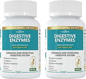 800mg Enzimi digestivi per gli uomini e le donne con probiotici e prebiotici, 8 Key Enzymes, Protease, Amylase & Lipase | 180 Capsules - A 60-Day Supply for Bloating & Gas Relief - Non-GMO